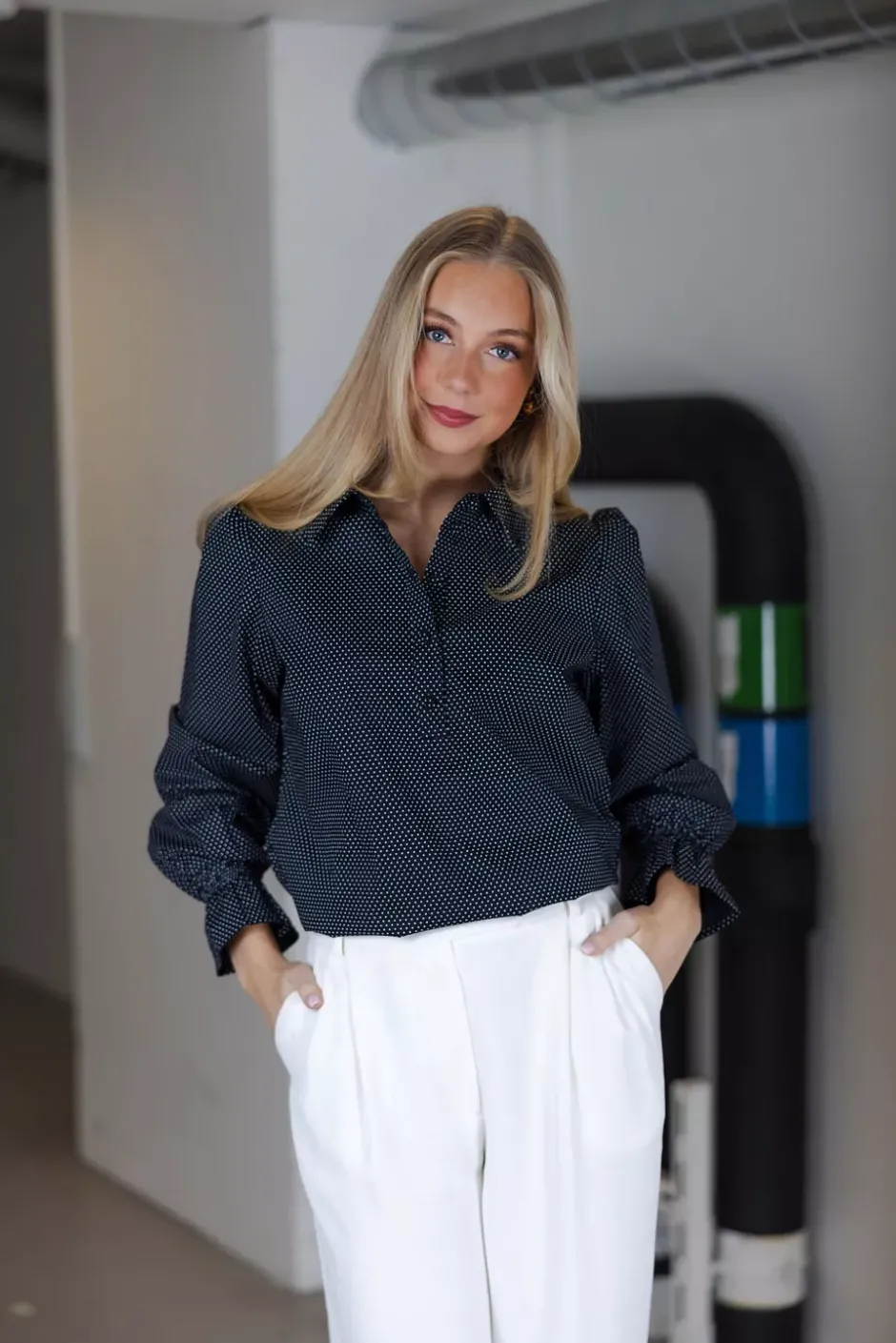 Angel Shirt Black With White Dots^HIIL STUDIO Clearance