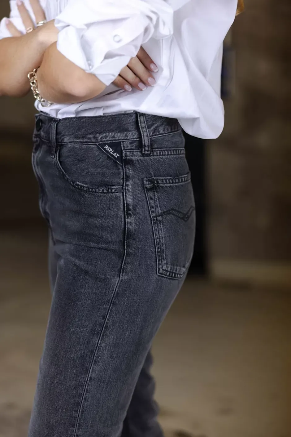 Becka Pants Black Delave^REPLAY Best