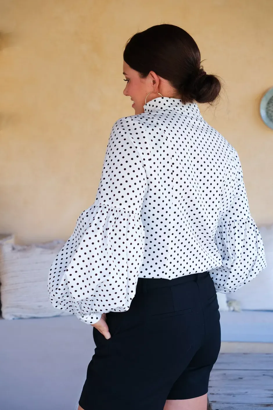 Bella Shirt White With Black Dots^HIIL STUDIO Clearance