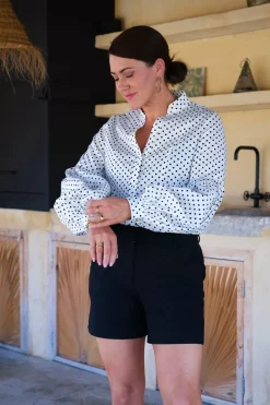 Bella Shirt White With Black Dots^HIIL STUDIO Clearance