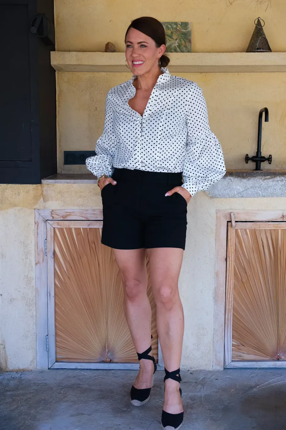 Bella Shirt White With Black Dots^HIIL STUDIO Clearance