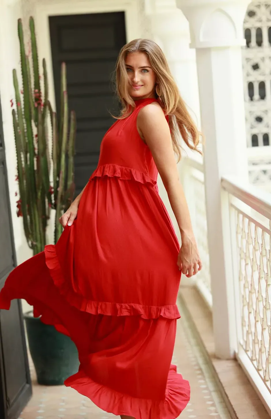 Bianca Long Dress Summer Red^NECTAR Fashion