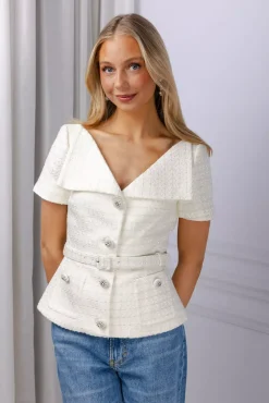 Boucle Top Cream^SELF-PORTRAIT Online