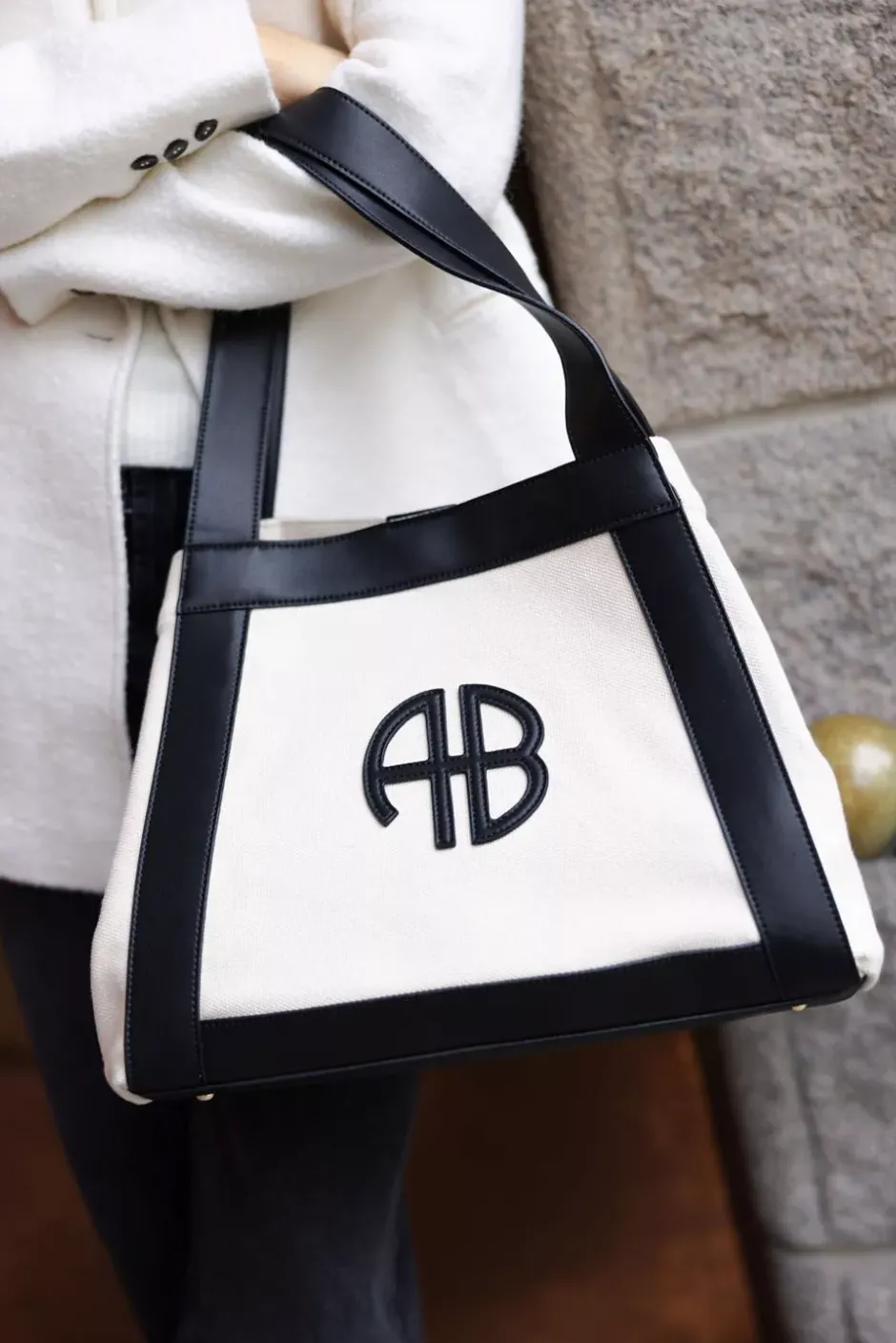 Cara Tote Natural Canvas With Black^ANINE BING Fashion