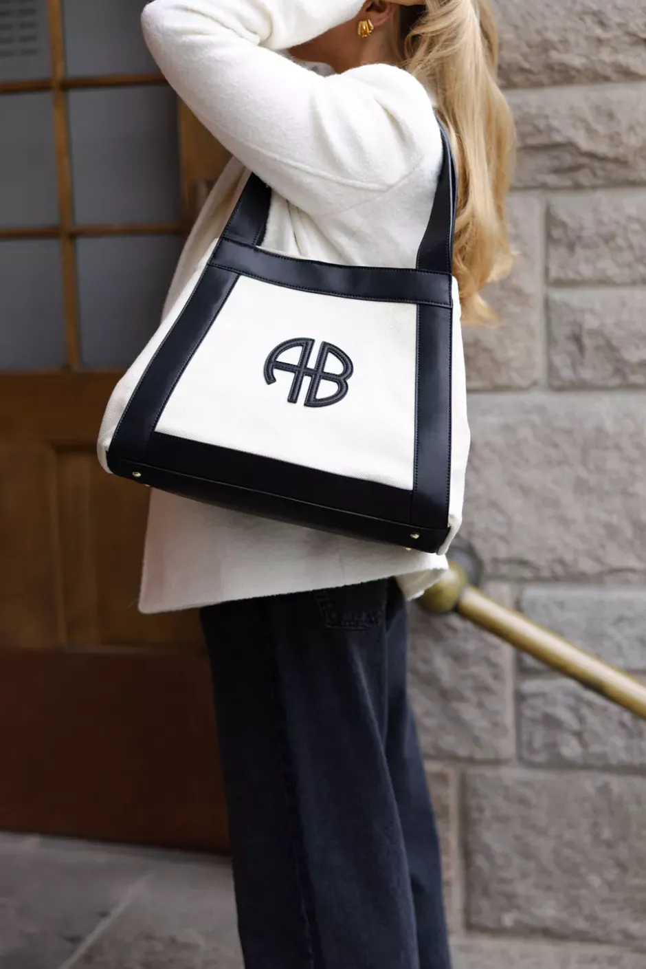 Cara Tote Natural Canvas With Black^ANINE BING Fashion