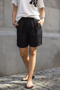 Carrie Shorts Black Linen Blend^ANINE BING New