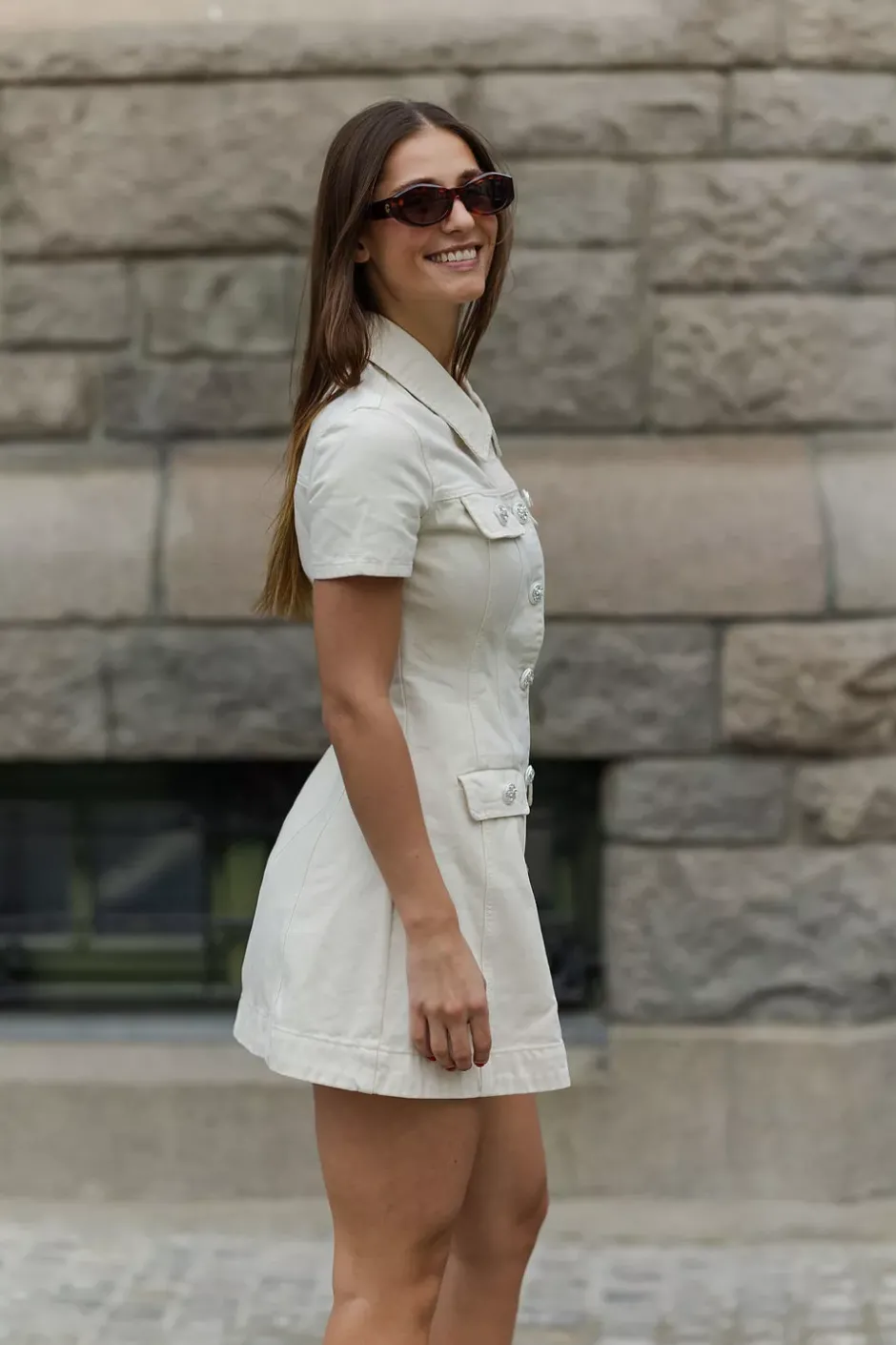 Collared Denim Mini Dress Cream^SELF-PORTRAIT Clearance