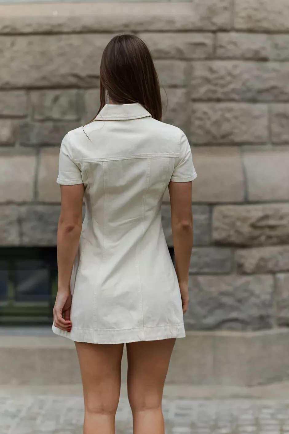 Collared Denim Mini Dress Cream^SELF-PORTRAIT Clearance