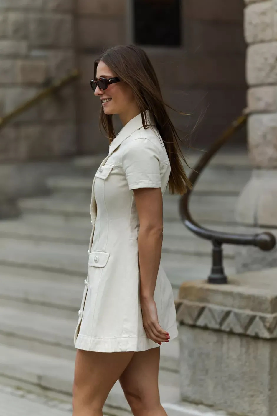 Collared Denim Mini Dress Cream^SELF-PORTRAIT Clearance