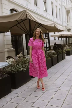 Cotton Lace Midi Dress Pink^SELF-PORTRAIT Clearance
