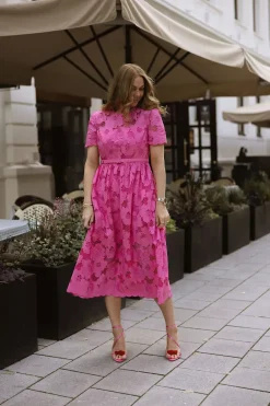Cotton Lace Midi Dress Pink^SELF-PORTRAIT Clearance