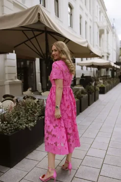 Cotton Lace Midi Dress Pink^SELF-PORTRAIT Clearance