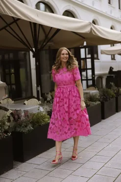 Cotton Lace Midi Dress Pink^SELF-PORTRAIT Clearance