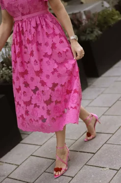 Cotton Lace Midi Dress Pink^SELF-PORTRAIT Clearance
