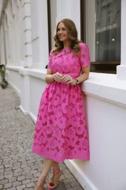 Cotton Lace Midi Dress Pink^SELF-PORTRAIT Clearance