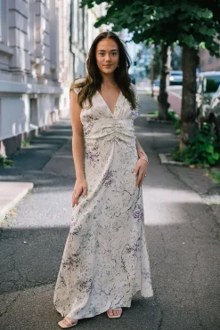 Crepe Satin V-Neck Gown Dreamy Lilac^BY TIMO New