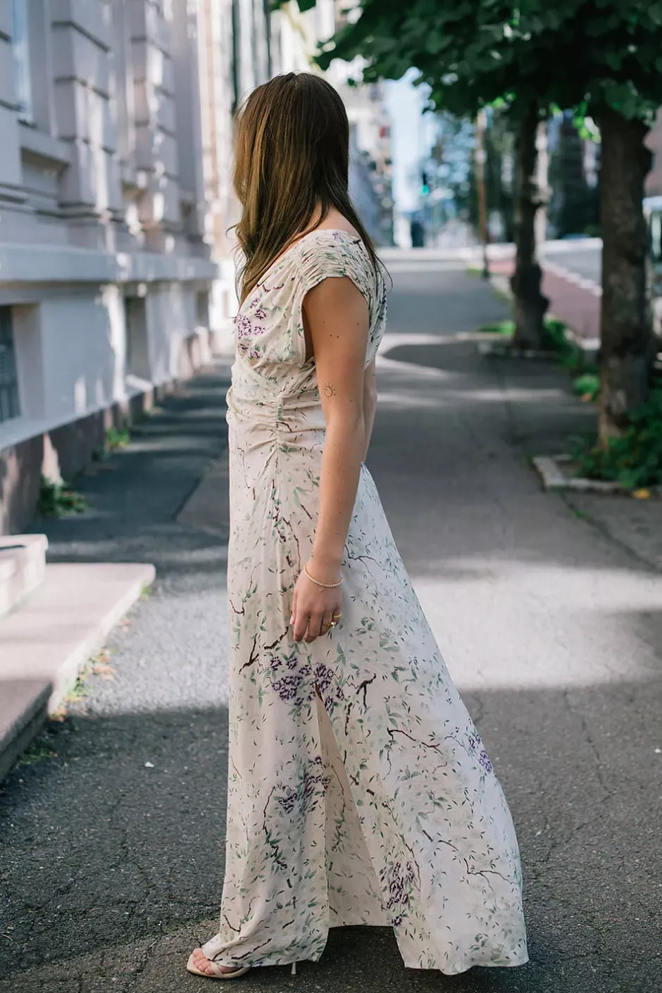 Crepe Satin V-Neck Gown Dreamy Lilac^BY TIMO New
