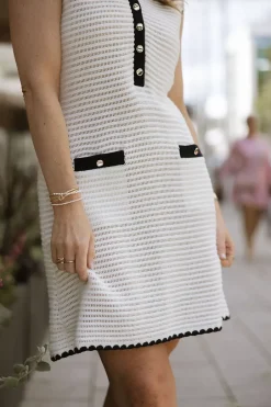 Crochet Contrast Trim Mini Dress Cream^SELF-PORTRAIT Clearance