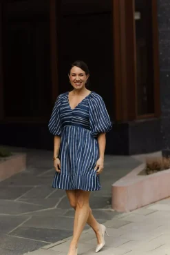 Cupro Mini Dress Blue Stripe^BY TIMO Discount
