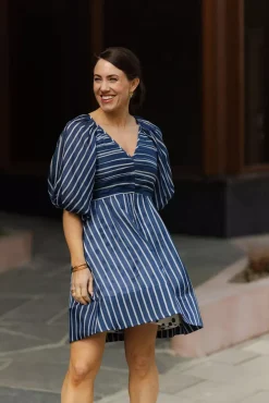 Cupro Mini Dress Blue Stripe^BY TIMO Discount