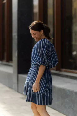Cupro Mini Dress Blue Stripe^BY TIMO Discount
