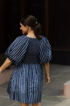 Cupro Mini Dress Blue Stripe^BY TIMO Discount