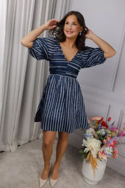 Cupro Mini Dress Blue Stripe^BY TIMO Discount