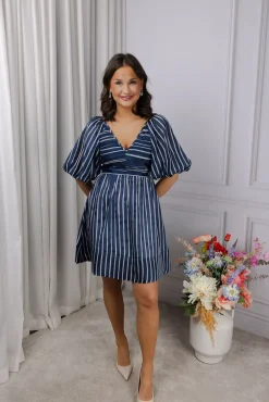 Cupro Mini Dress Blue Stripe^BY TIMO Discount