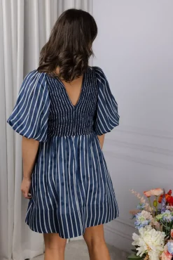 Cupro Mini Dress Blue Stripe^BY TIMO Discount