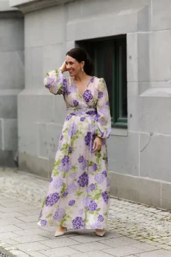 Cupro Tieband Gown Purple Flow^BY TIMO New