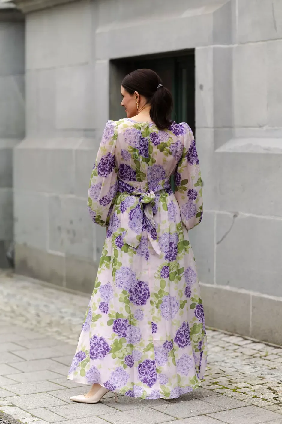 Cupro Tieband Gown Purple Flow^BY TIMO New