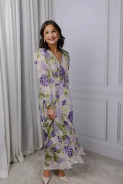 Cupro Tieband Gown Purple Flow^BY TIMO New