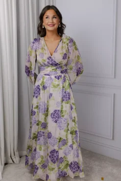 Cupro Tieband Gown Purple Flow^BY TIMO New