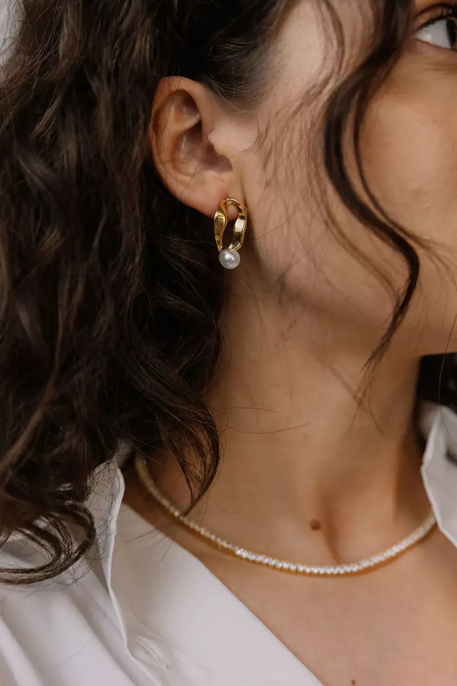 Curly Pearl Earrings Gold^HIIL STUDIO JEWELRY Clearance