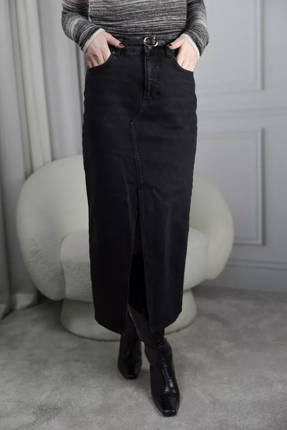 Denim Long Skirt Black^HOLZWEILER Fashion