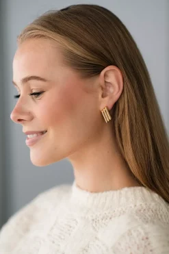 Diagonal Coil Earrings Gold^ANINE BING Fashion