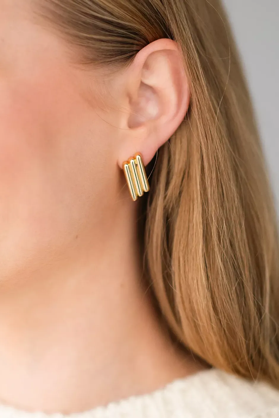 Diagonal Coil Earrings Gold^ANINE BING Fashion