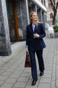 Dori High Trousers Navy Pinstripe^SAND Hot