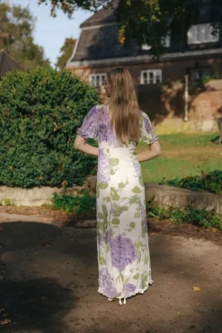 Dotted Georgette Maxi Dress Purple Flower^BY TIMO Discount