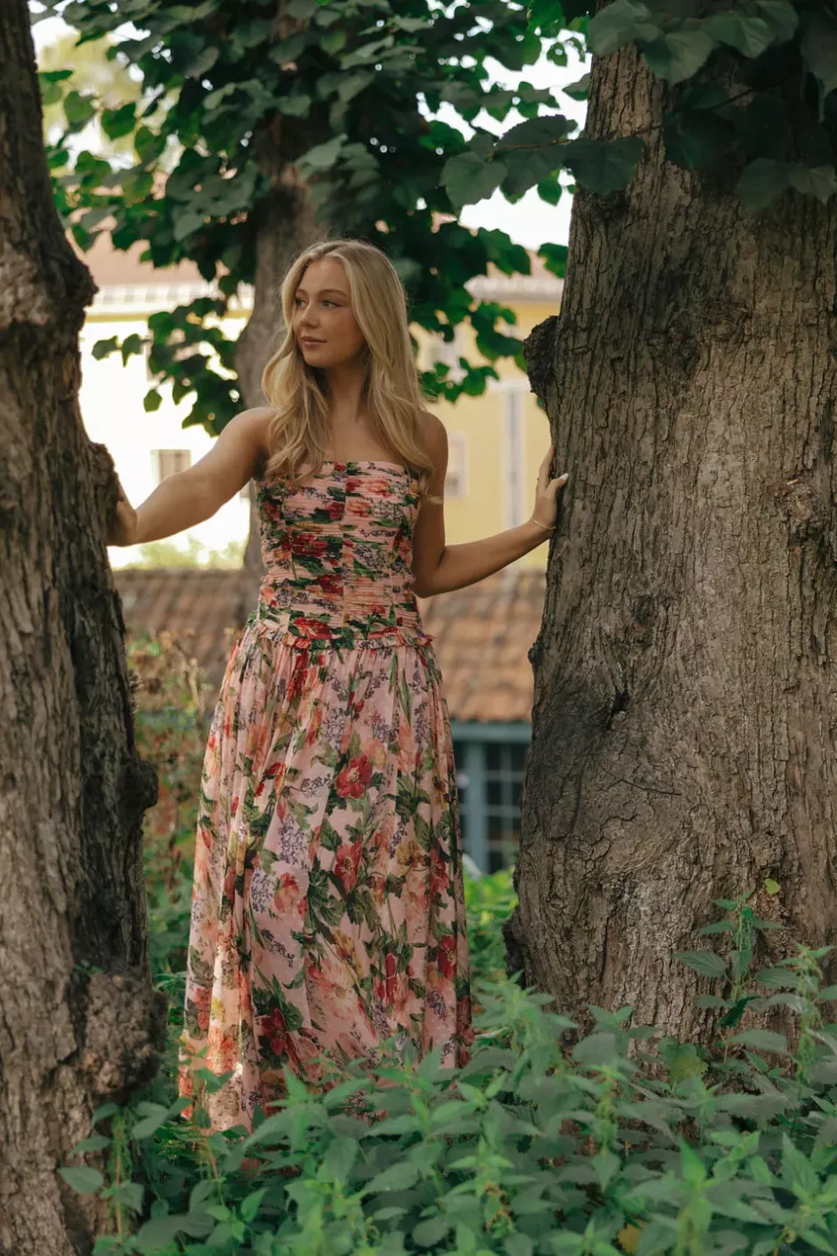 Dotted Georgette Sleeveless Dress Pink Blossom^BY TIMO Fashion