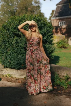 Dotted Georgette Sleeveless Dress Pink Blossom^BY TIMO Fashion