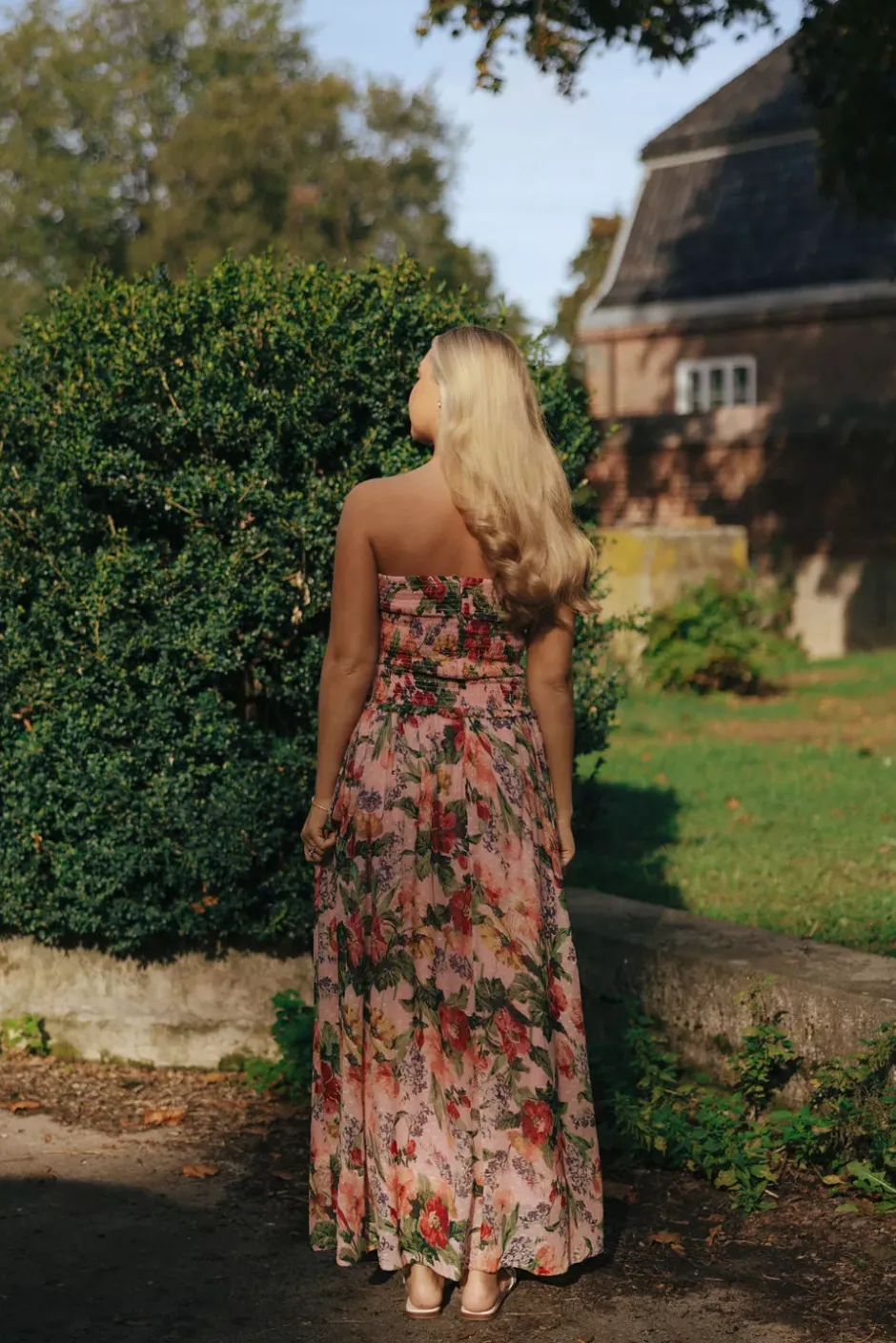 Dotted Georgette Sleeveless Dress Pink Blossom^BY TIMO Fashion