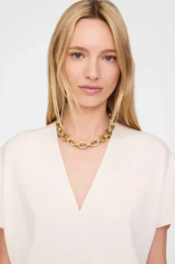 Double Link Chain Necklace Gold^ANINE BING New