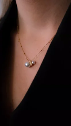 Double Pearl Necklace Gold^HIIL STUDIO JEWELRY Online