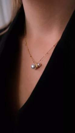 Double Pearl Necklace Gold^HIIL STUDIO JEWELRY Online