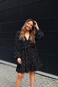 Elisabeth Dress Black White Flowers^CARMA COLLECTION Best
