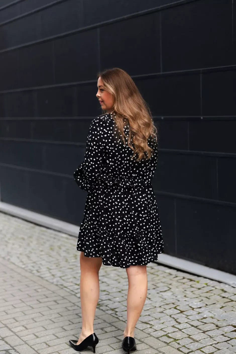 Elisabeth Dress Black White Flowers^CARMA COLLECTION Best