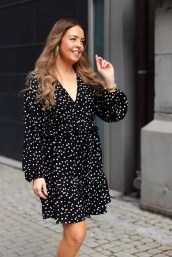 Elisabeth Dress Black White Flowers^CARMA COLLECTION Best