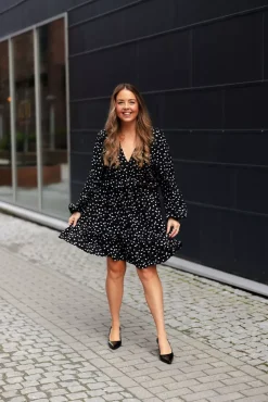 Elisabeth Dress Black White Flowers^CARMA COLLECTION Best
