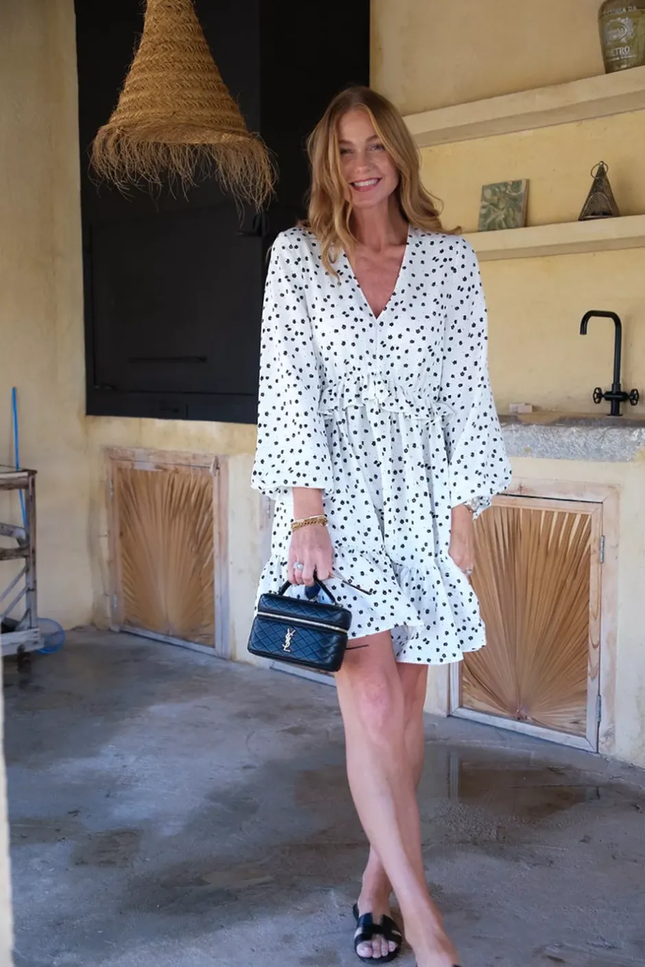 Elisabeth Dress White Black Flowers^CARMA COLLECTION Online